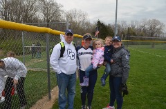 The Potter family - Cory, Cindy, CJ and Chase Potter with Cougar softball player and babysitter Allyson Metz.